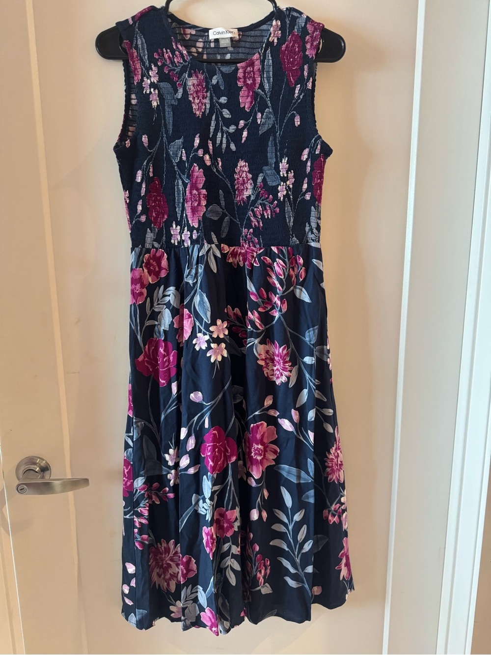 Calvin Klein Navy Dress with Pink Floral Print